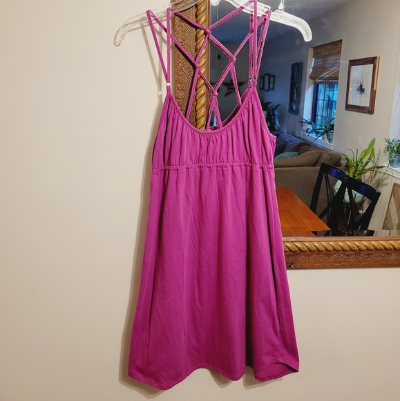 Roxy Pink Strappy Mini Dress Built in Bra Coverup Magenta Purple - Picture 1 of 5